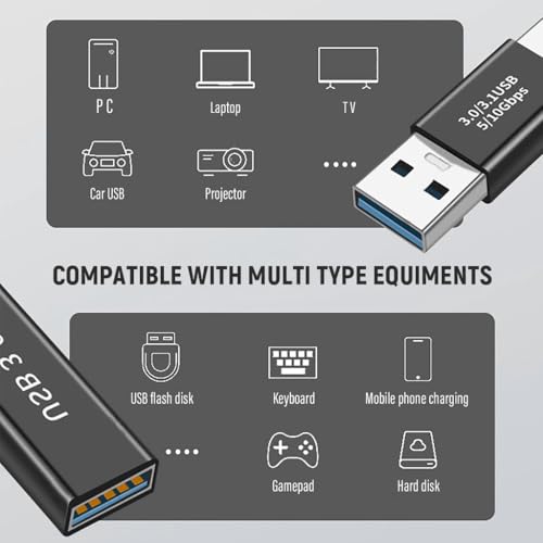 Verilux® USB 3.0 Adapter Kit 3Kinds 5Gbps Data Transfer Female to Male Male to Female Metals Connector for Laptops Hubs Games Console Black 3 PCS Verilux® USB 3.0 Adapter Kit 3Kinds 5Gbps Data Transfer Female to Male Male to Female Metals Connector for Laptops Hubs Games Console Black 3 PCS
